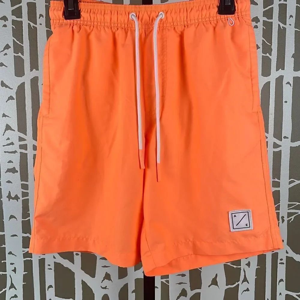 American Eagle Outfitters Men’s Bright Tangerine Orange Swim Trunks Board Shorts